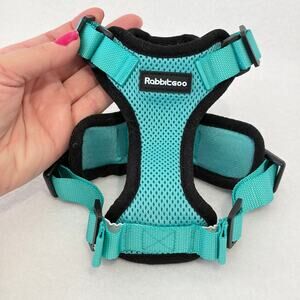Dog Harness XS Toy Size Teal Black Adjustable Buckle Padded Comfort Harness